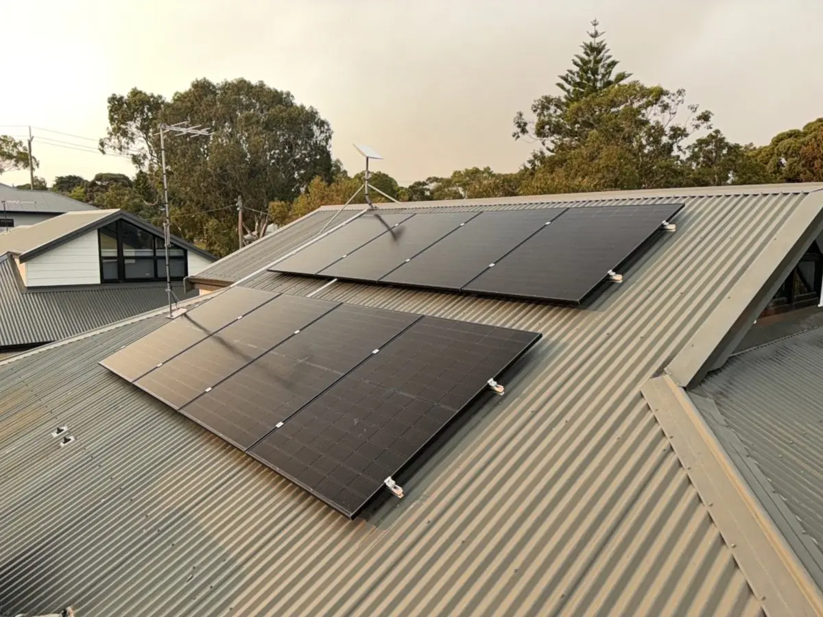 Solar panels on a Colorbond roof